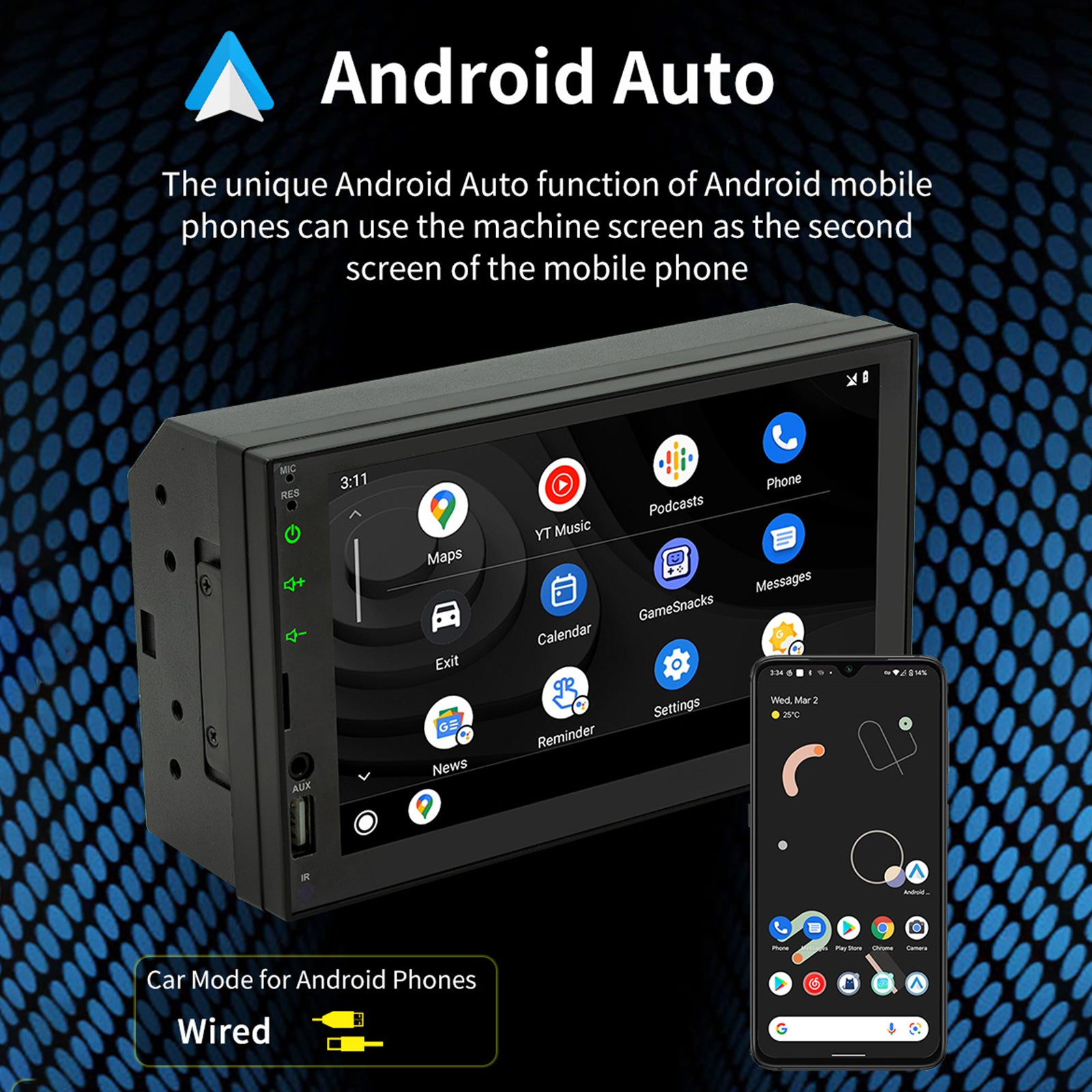 7inch Wired Carplay Car MP5 Player Bluetooth MP3 Car Card Radio+ 4 LED Camera