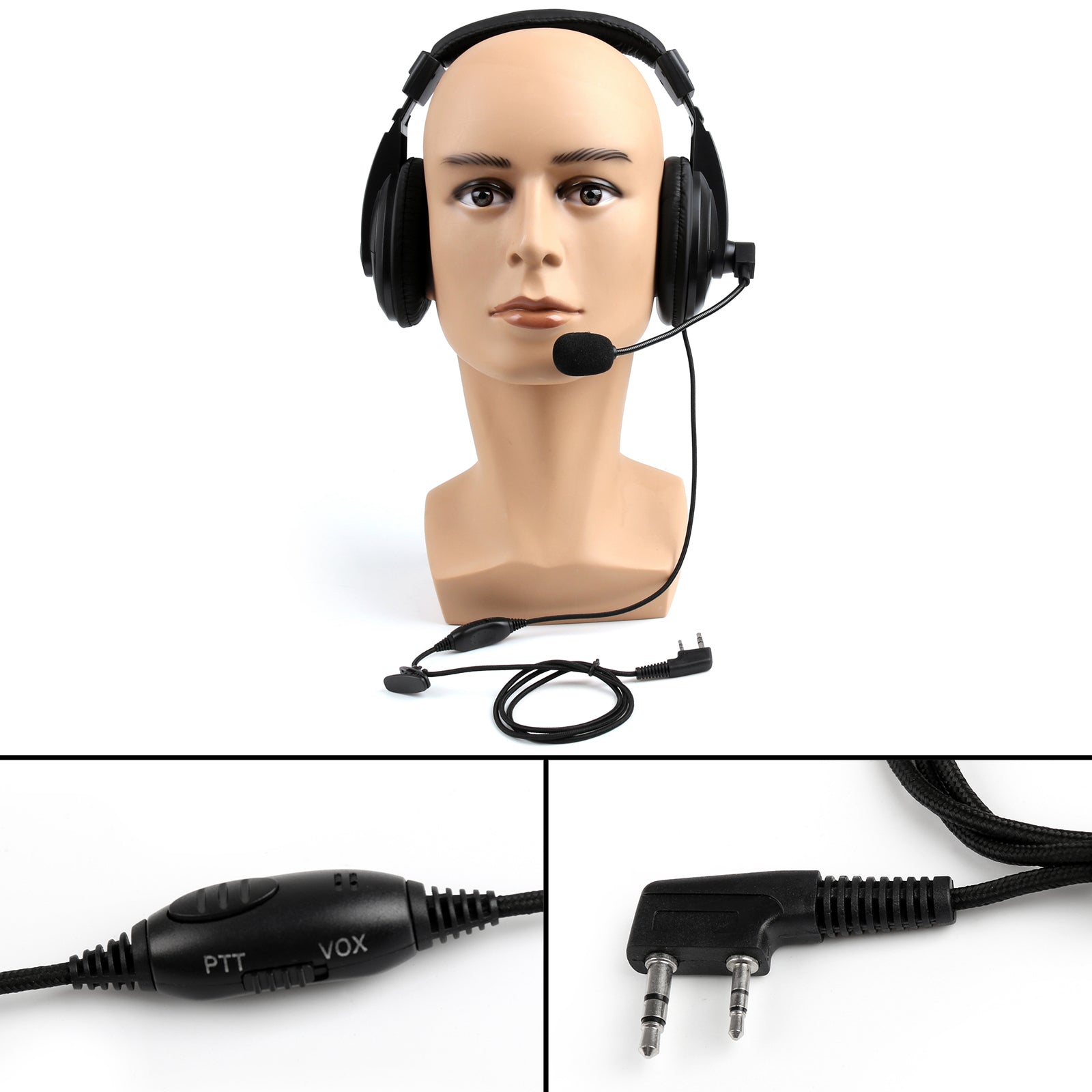 1x Heavy Duty Overhead Headset Boom Mic PTT For Kenwood Puxing Baofeng Radio (Copy)