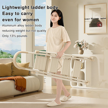 4-Step Ultra-Slim Folding Ladder, 2.8" Thick with Safety Handrail & Wide Anti-Slip Pedals, 330 lbs Capacity (White)
