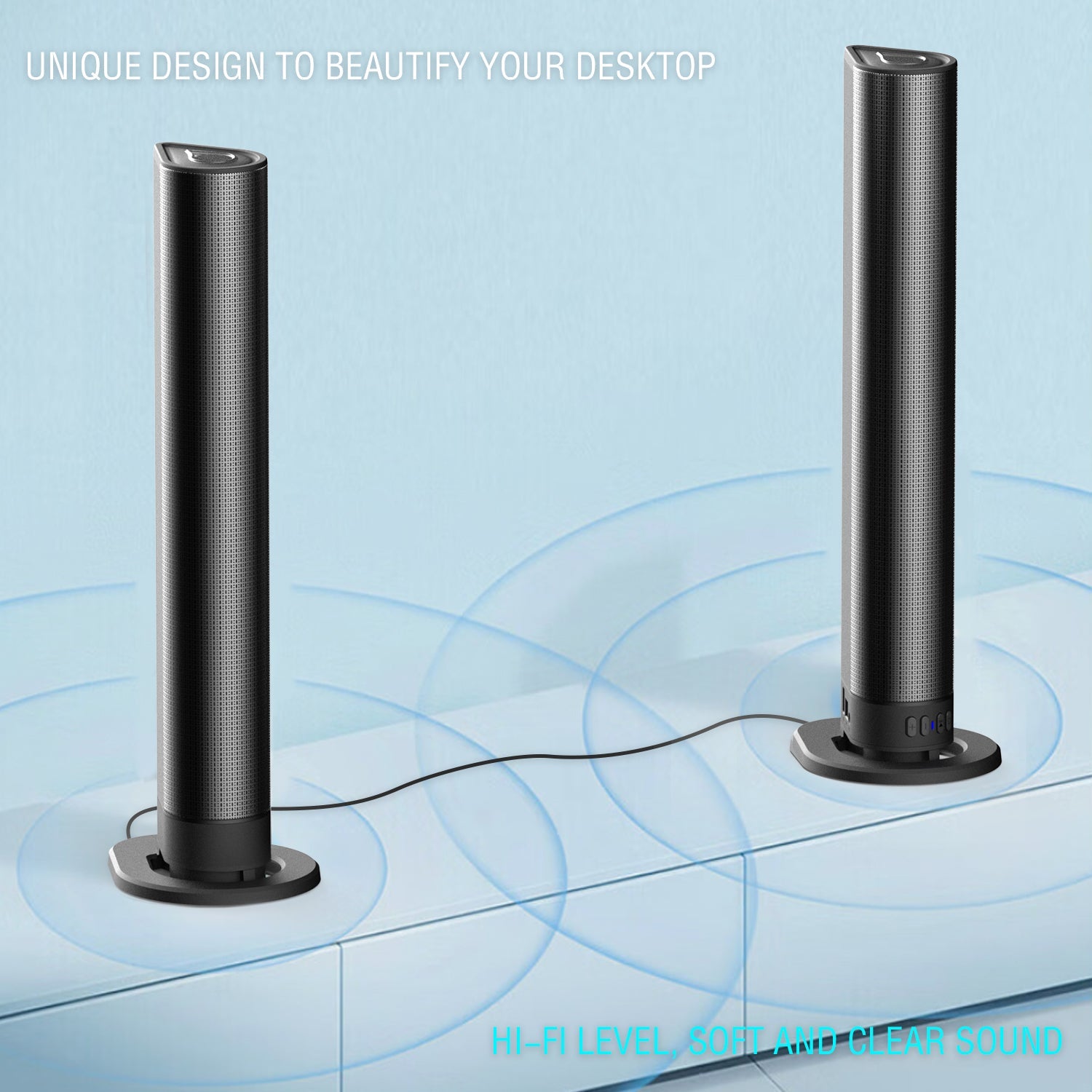 40cm Bluetooth Sound Bar System – Wireless Detachable Subwoofer & 2 Speaker Surround Audio