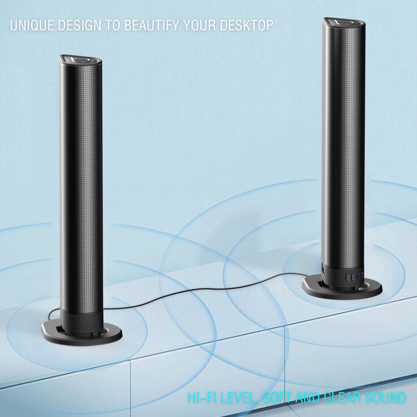 40cm Bluetooth Sound Bar System – Wireless Detachable Subwoofer & 2 Speaker Surround Audio