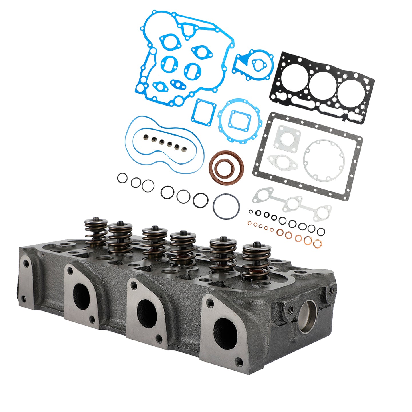 Complete Cylinder Head Kit for Kubota D1105 Engine, with Full Gasket Set & Valves, Fits RTV1100, K008 & B2410