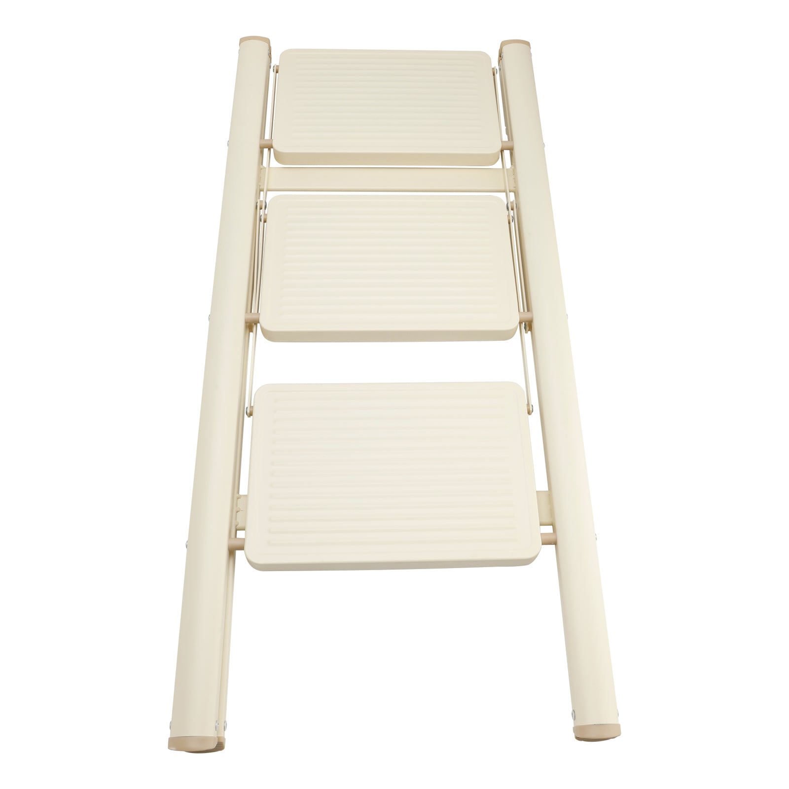 3-Step Folding Stepladder with Wide Anti-Slip Pedals, 330 lbs Capacity Lightweight Step Stool for Home & Kitchen (Cream White)