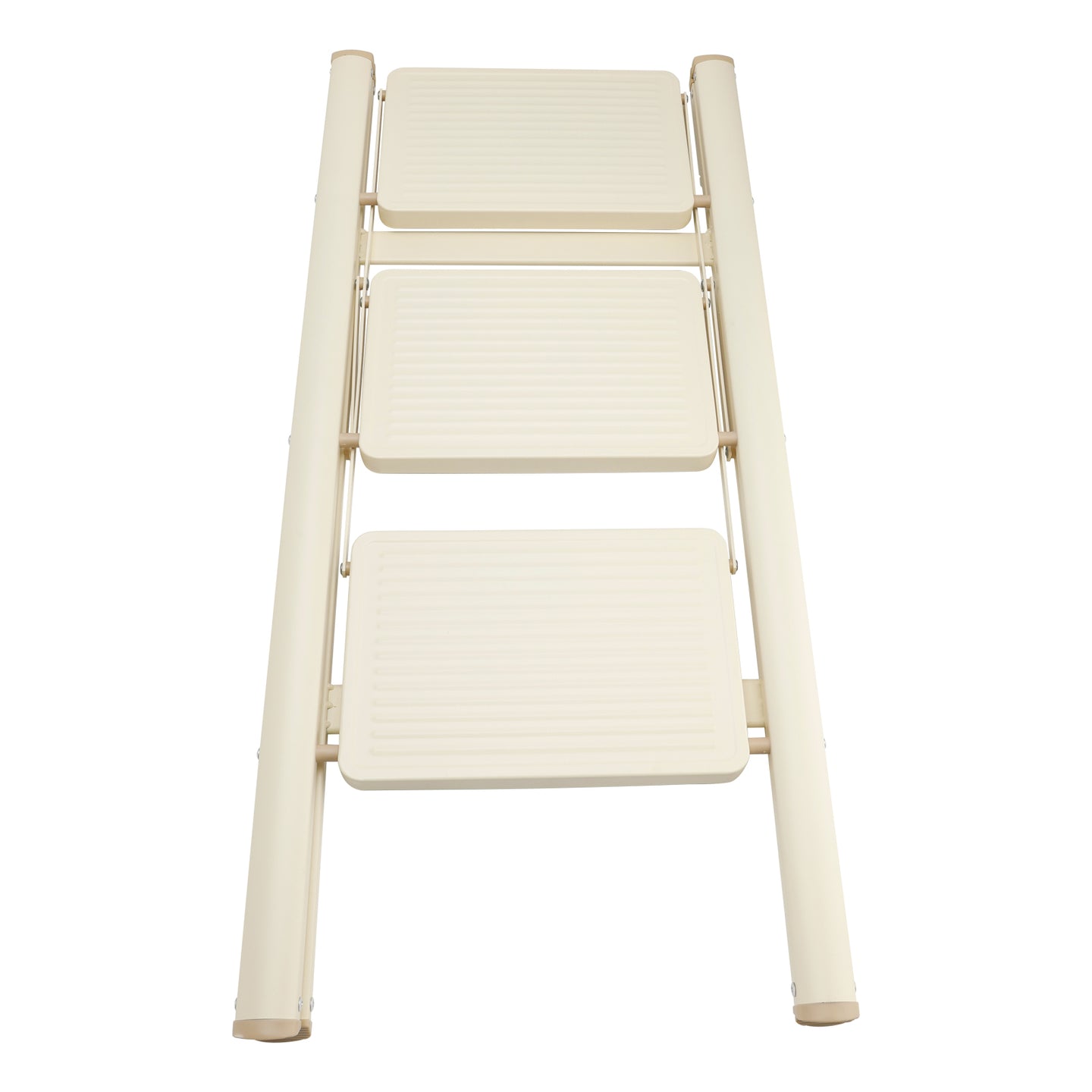 3-Step Folding Stepladder with Wide Anti-Slip Pedals, 330 lbs Capacity Lightweight Step Stool for Home & Kitchen (Cream White)