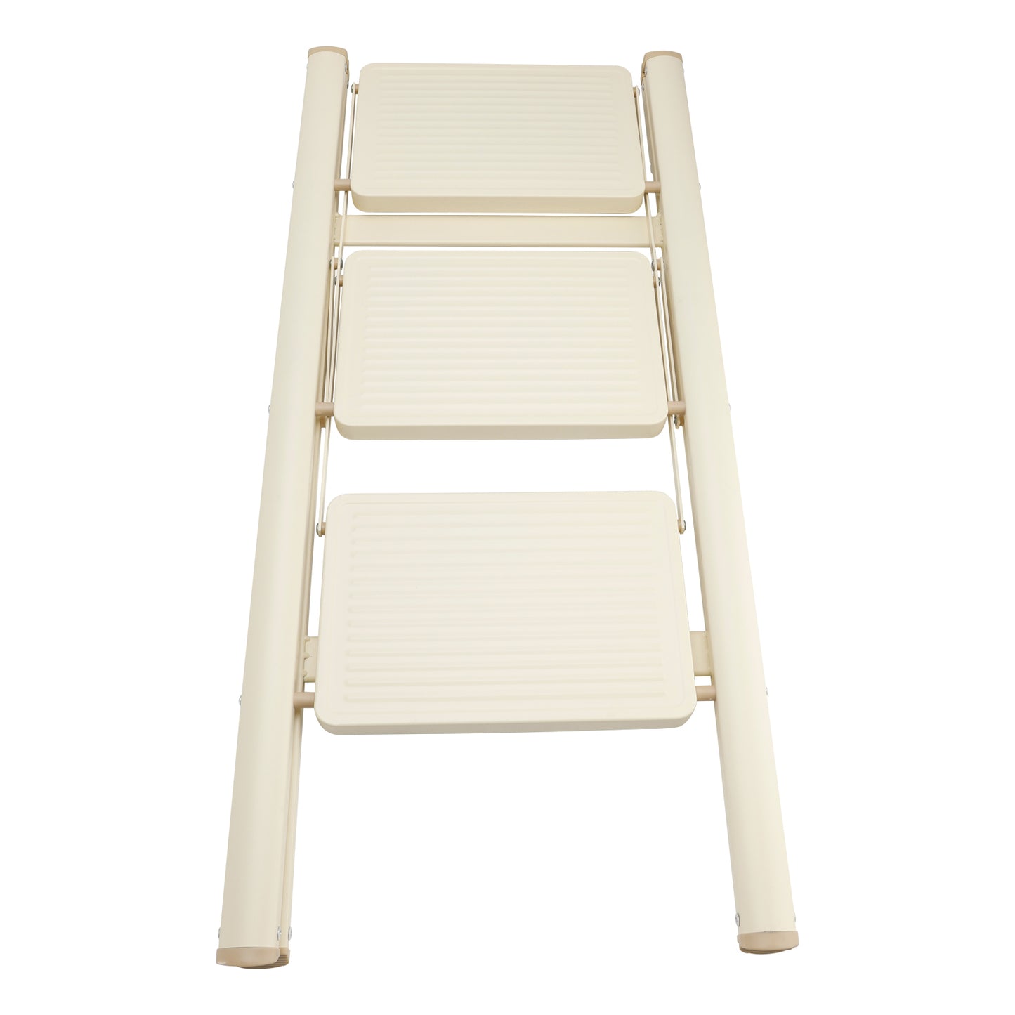 3-Step Folding Stepladder with Wide Anti-Slip Pedals, 330 lbs Capacity Lightweight Step Stool for Home & Kitchen (Cream White)