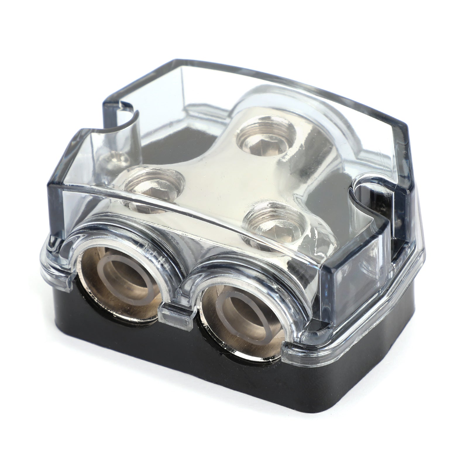 Plastic housing Distribution Block 1x0 In 2x0 GA Out Block Splitter Fusebox Heat resistant Splitter Nickel Plated Clear Cover for Car Audio Marine