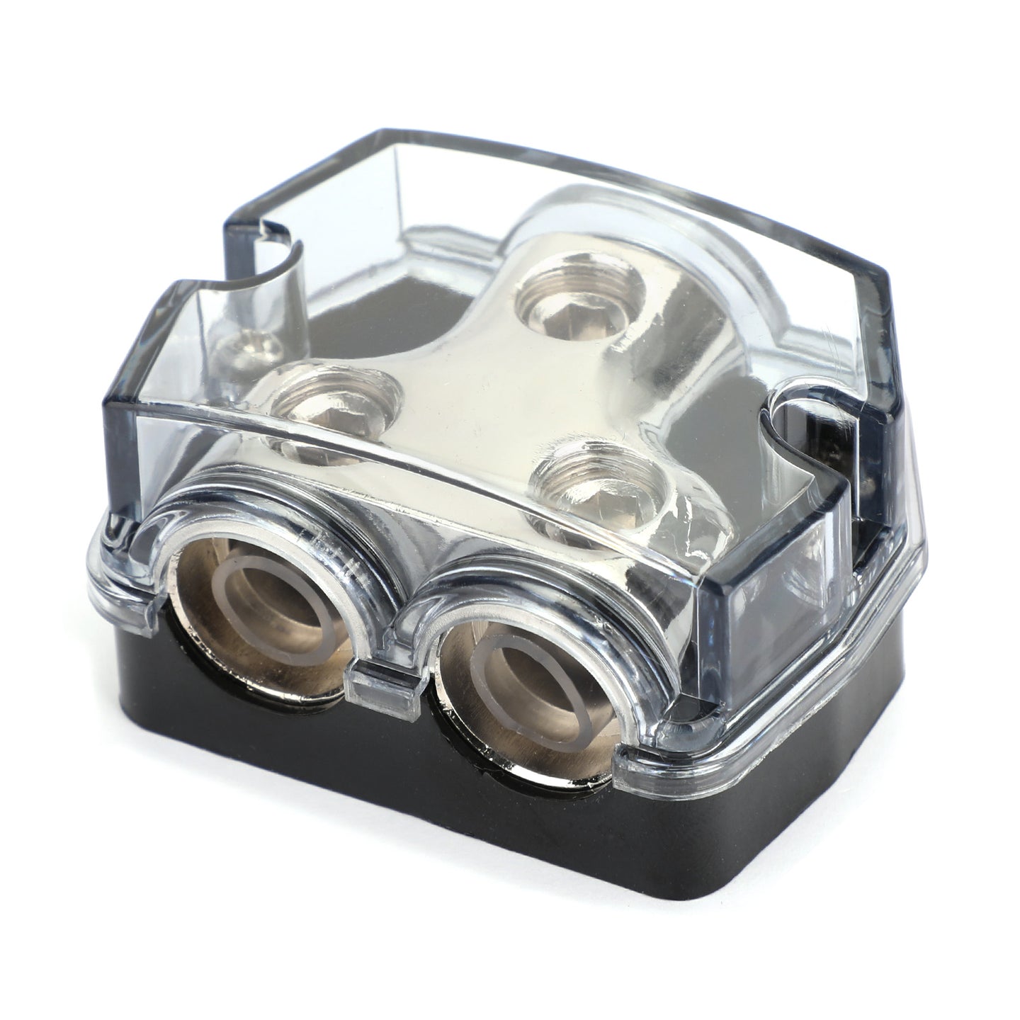 Plastic housing Distribution Block 1x0 In 2x0 GA Out Block Splitter Fusebox Heat resistant Splitter Nickel Plated Clear Cover for Car Audio Marine
