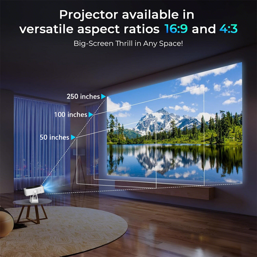 Smart WiFi & Bluetooth Mini Projector with PTZ, 4K Support | Ultra HD Home Theater