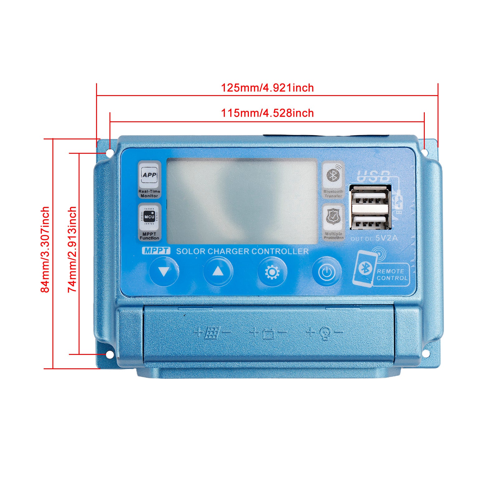 60A MPPT Bluetooth APP Solar Charge Controller Charger Fits 12V-60V Battery Blue