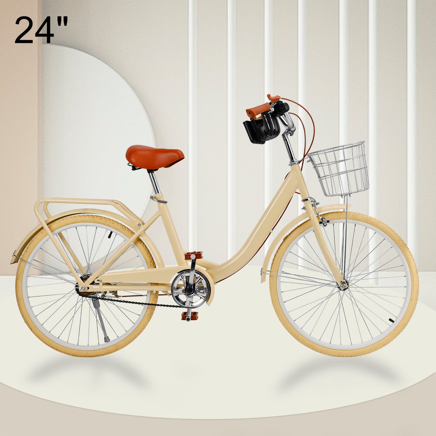 24/26 inch Women City Bicycle Beach Cruiser Bike with Basket & Rack