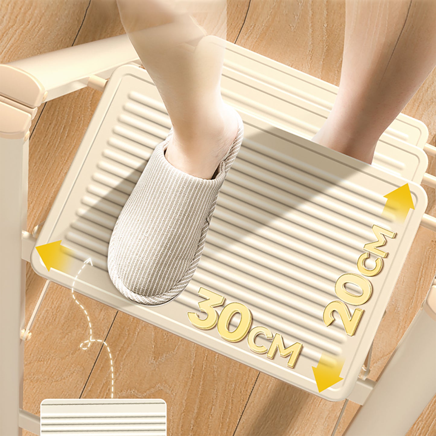 3-Step Folding Stepladder with Wide Anti-Slip Pedals, 330 lbs Capacity Lightweight Step Stool for Home & Kitchen (Cream White)