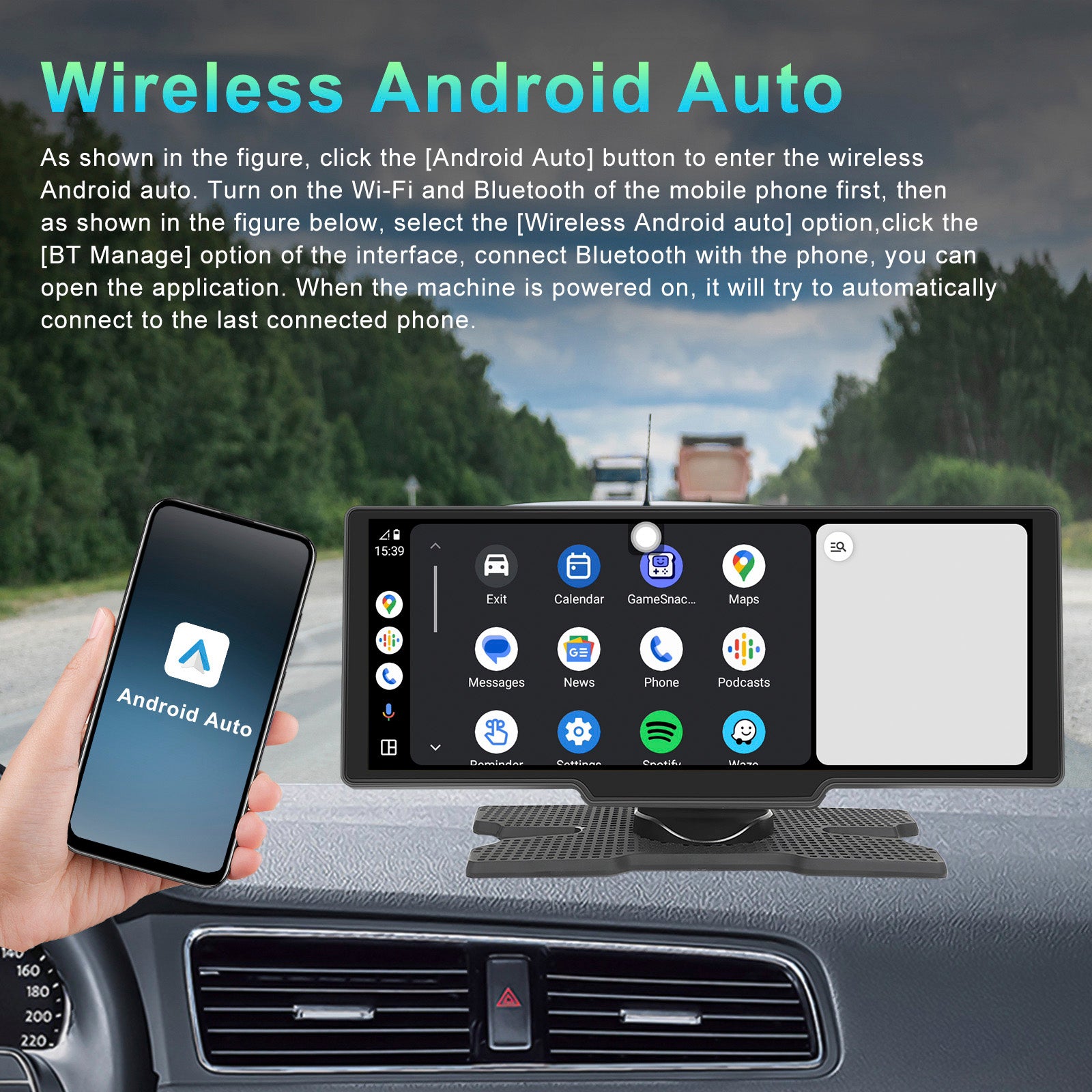 10.26inch HD Car Display CarPlay Car Navigation all-in-one Machine 12 LED Camera