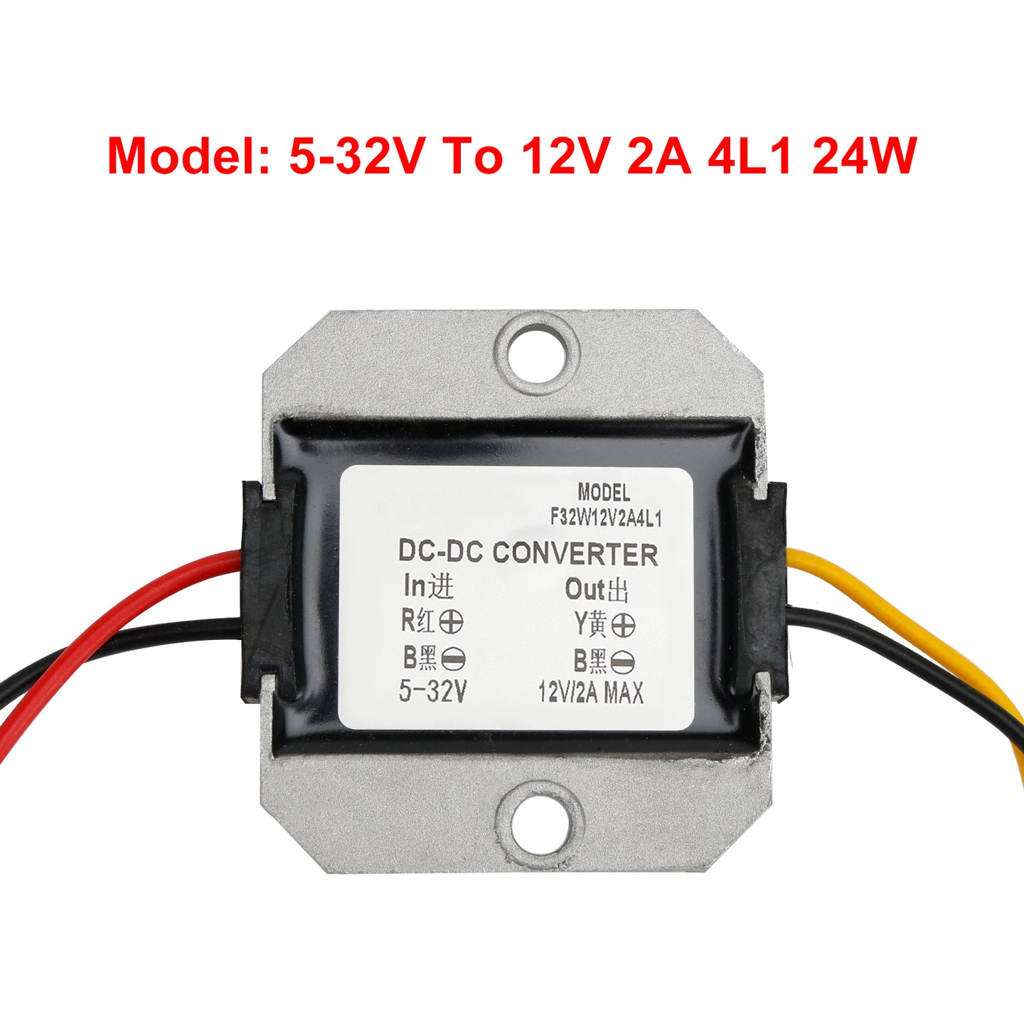 Waterproof DC (5-32V) to 12V 2/3A Voltage Power Supply Converter Regulator, 5-32V To 12V 2A 4L1