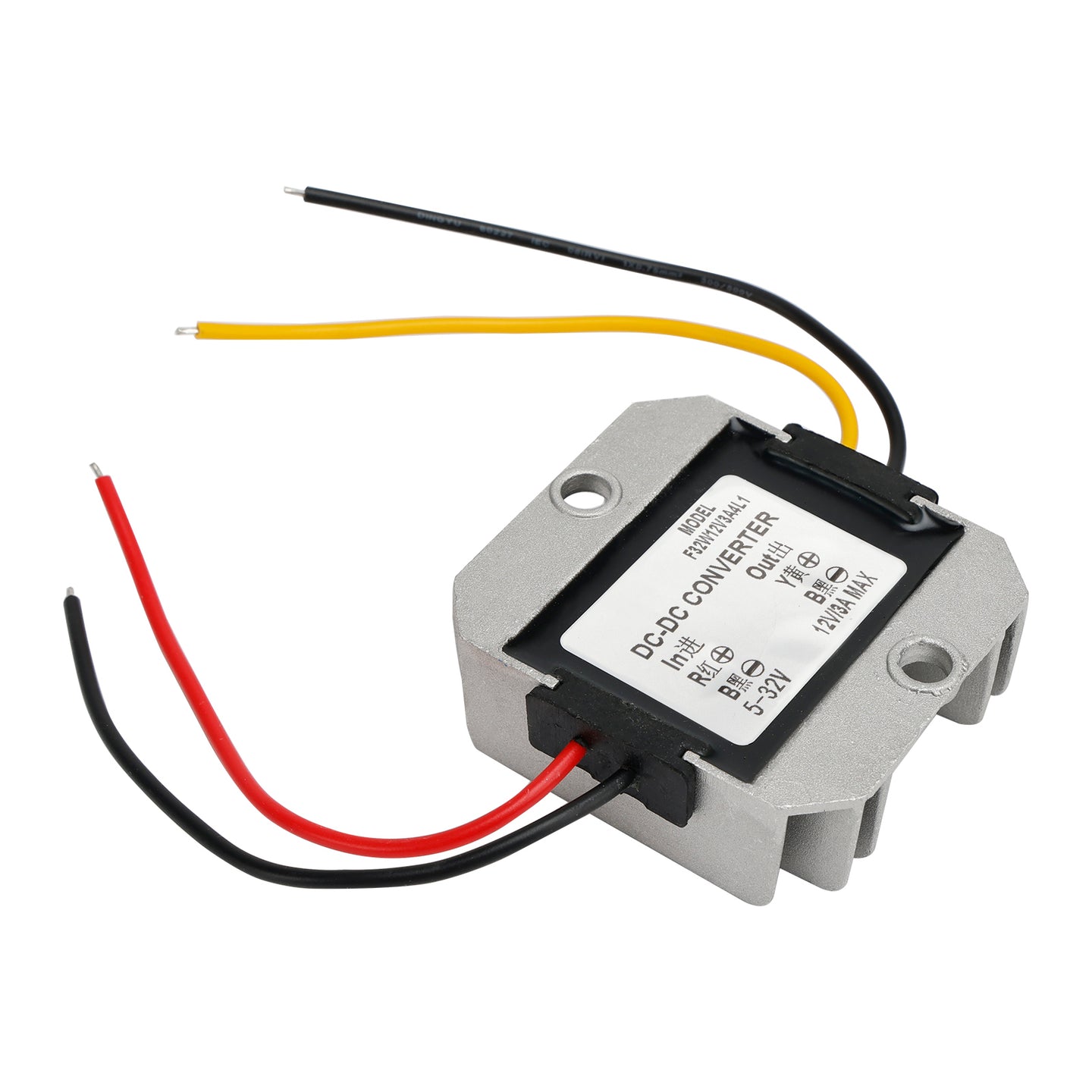 Waterproof DC (5-32V) to 12V 2/3A Voltage Power Supply Converter Regulator, 5-32V To 12V 3A 4L1