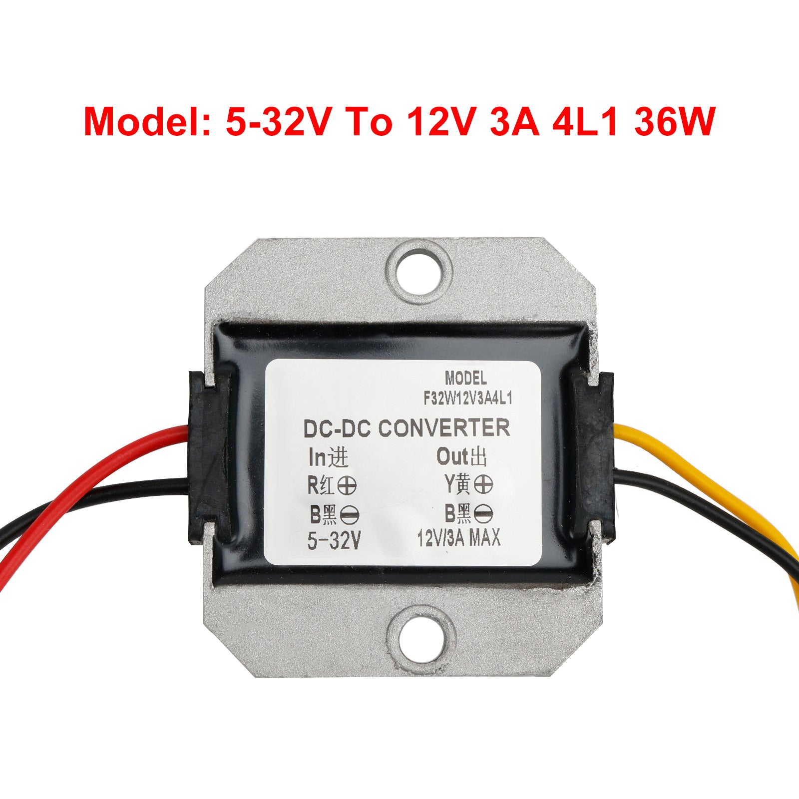 Waterproof DC (5-32V) to 12V 2/3A Voltage Power Supply Converter Regulator, 5-32V To 12V 3A 4L1