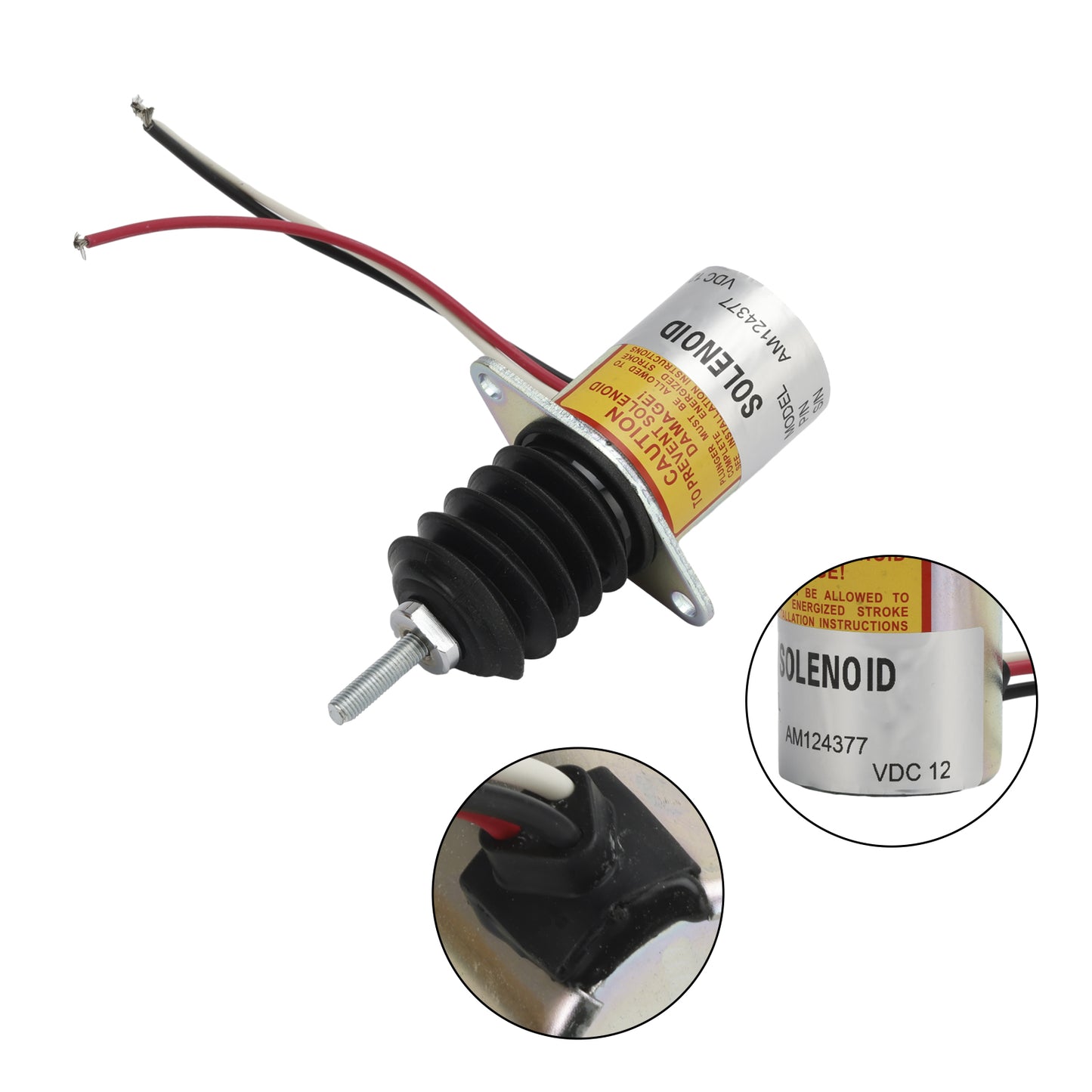 AM124379 AM124377 12V Fuel Shutoff Solenoid For John Deere 655 755 856