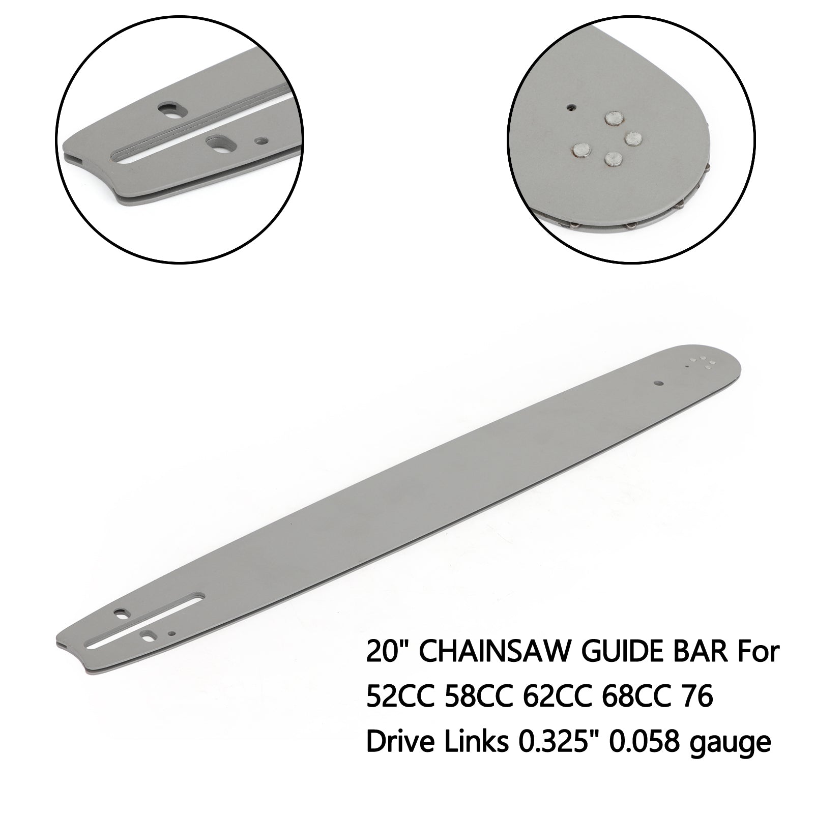 20'' CHAINSAW GUIDE BAR For 52CC 58CC 62CC 68CC 76 Drive Links 0.325'' 0.058 gauge Generic