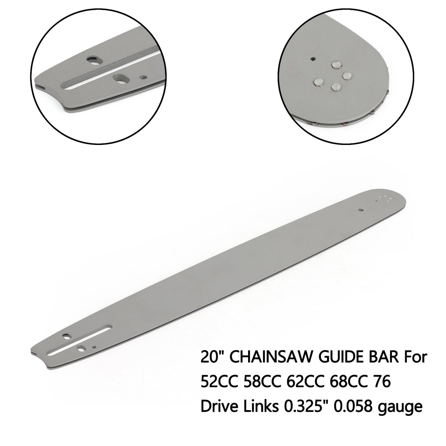 20'' CHAINSAW GUIDE BAR For 52CC 58CC 62CC 68CC 76 Drive Links 0.325'' 0.058 gauge Generic