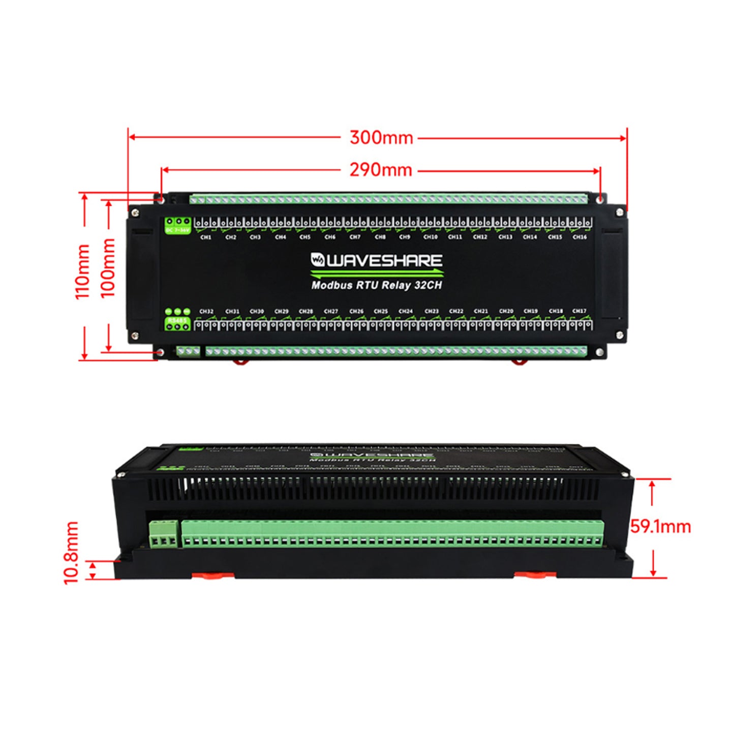 32-channel RS485 Interface Relay Module Multiple Isolation Protection Circuits