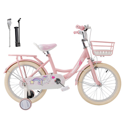 16"/18" Child Bicycle Girls Bike with auxiliary wheels & Rack & Basket
