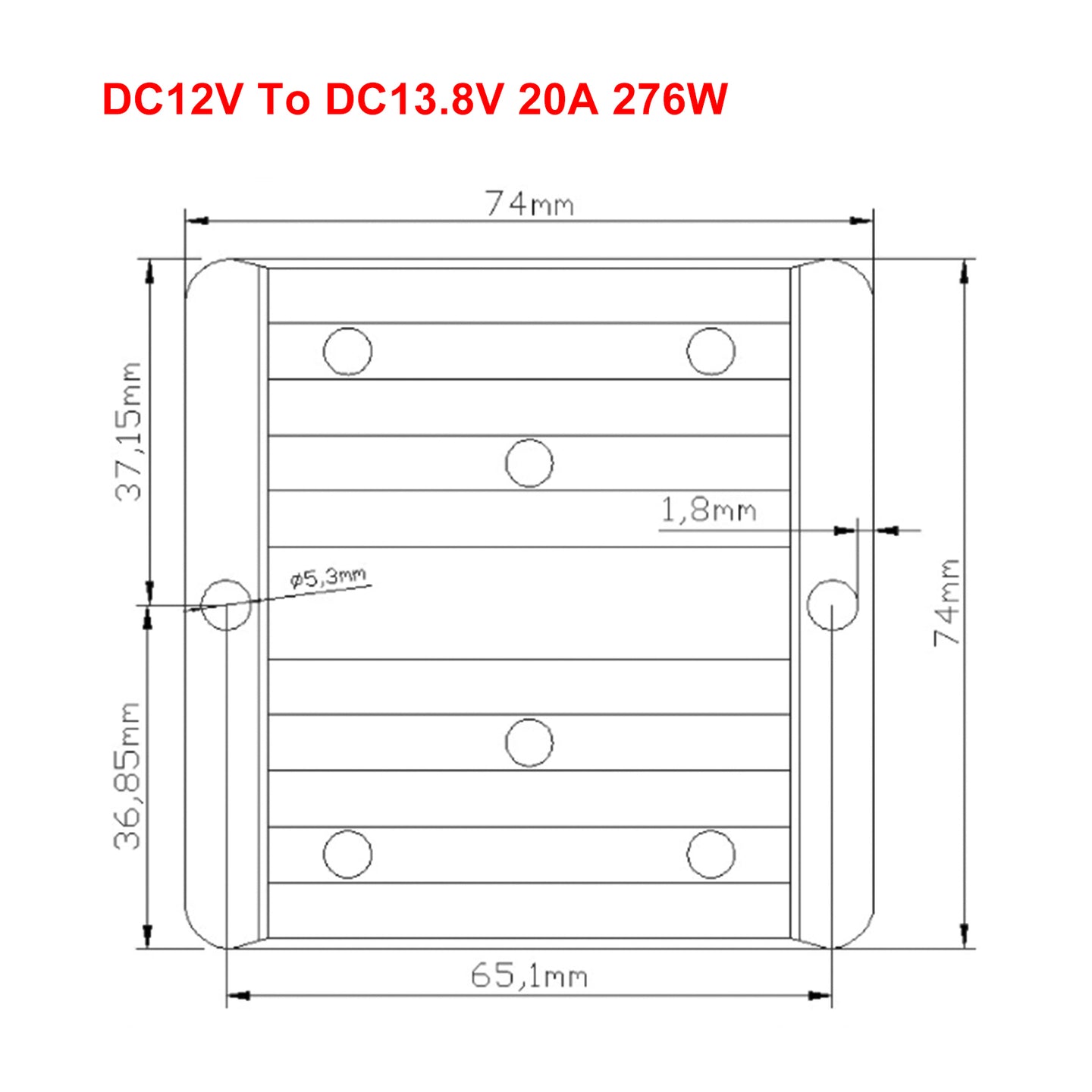 Waterproof DC 12V to 13.8V 20A 276W Step-Up Power Supply Converter Regulator