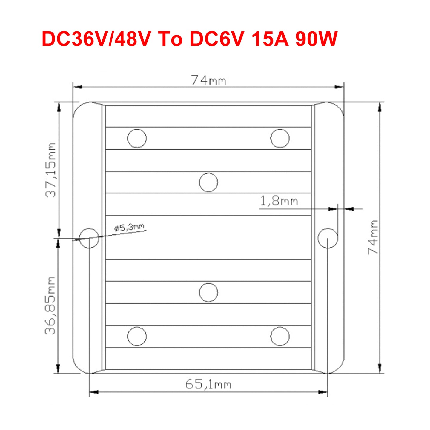 Waterproof DC 36V/48V to 6V 15A 90W Step-Down Power Supply Converter Regulator