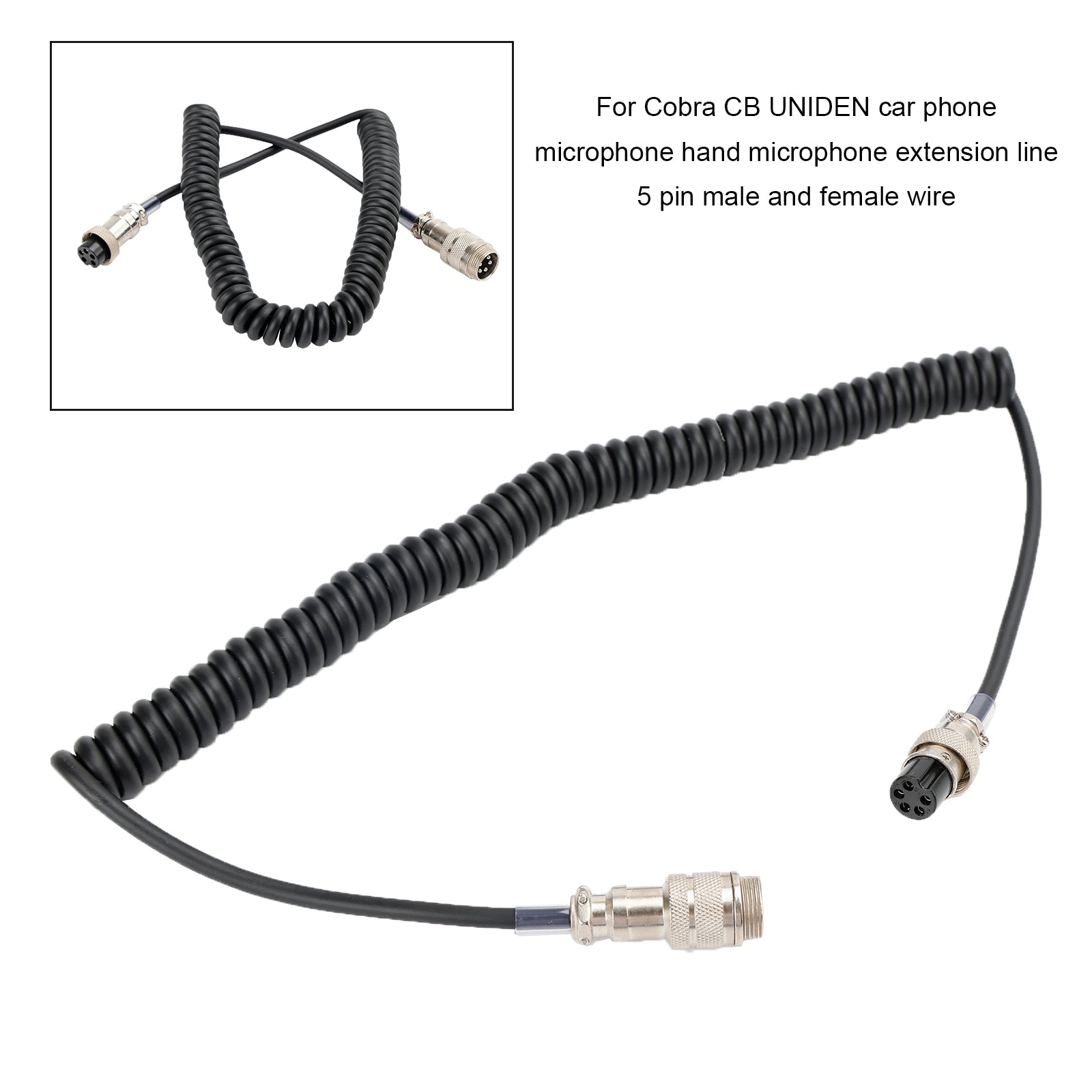 CB Hand Microphone Male Female 5Pin Extension Cable Radio Microphone Replacement