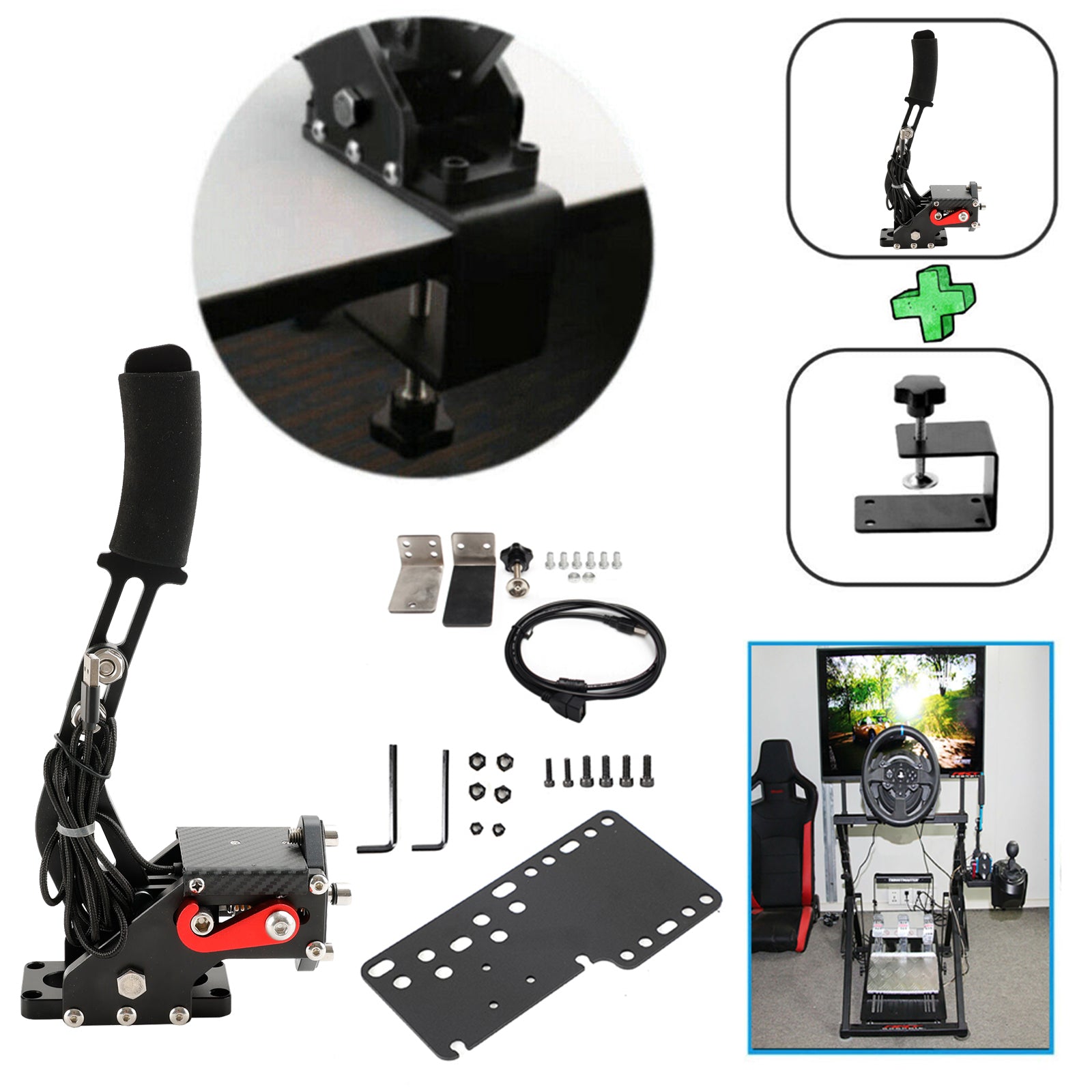 USB3.0 14Bit PC Handbrake Racing Games Linear Handbrake for G27 G29 J3E5 Black