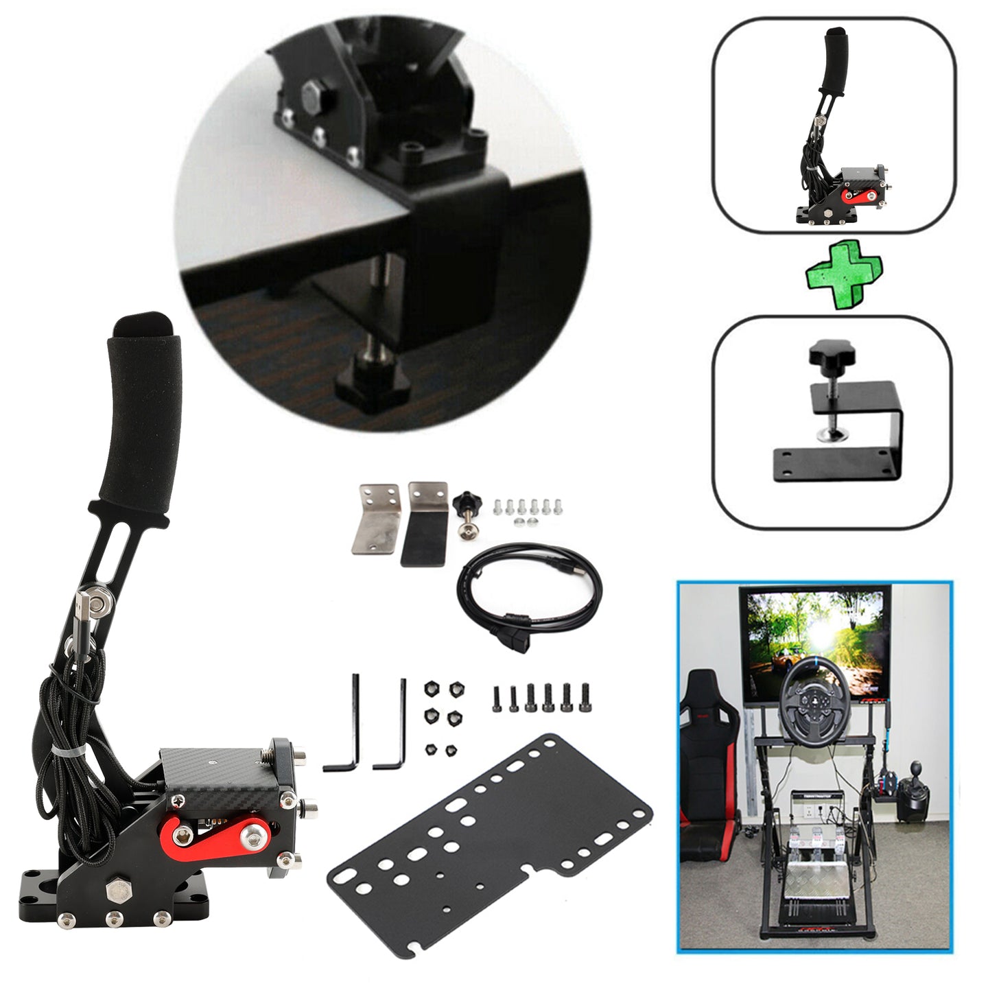 USB3.0 14Bit PC Handbrake Racing Games Linear Handbrake for G27 G29 J3E5 Black