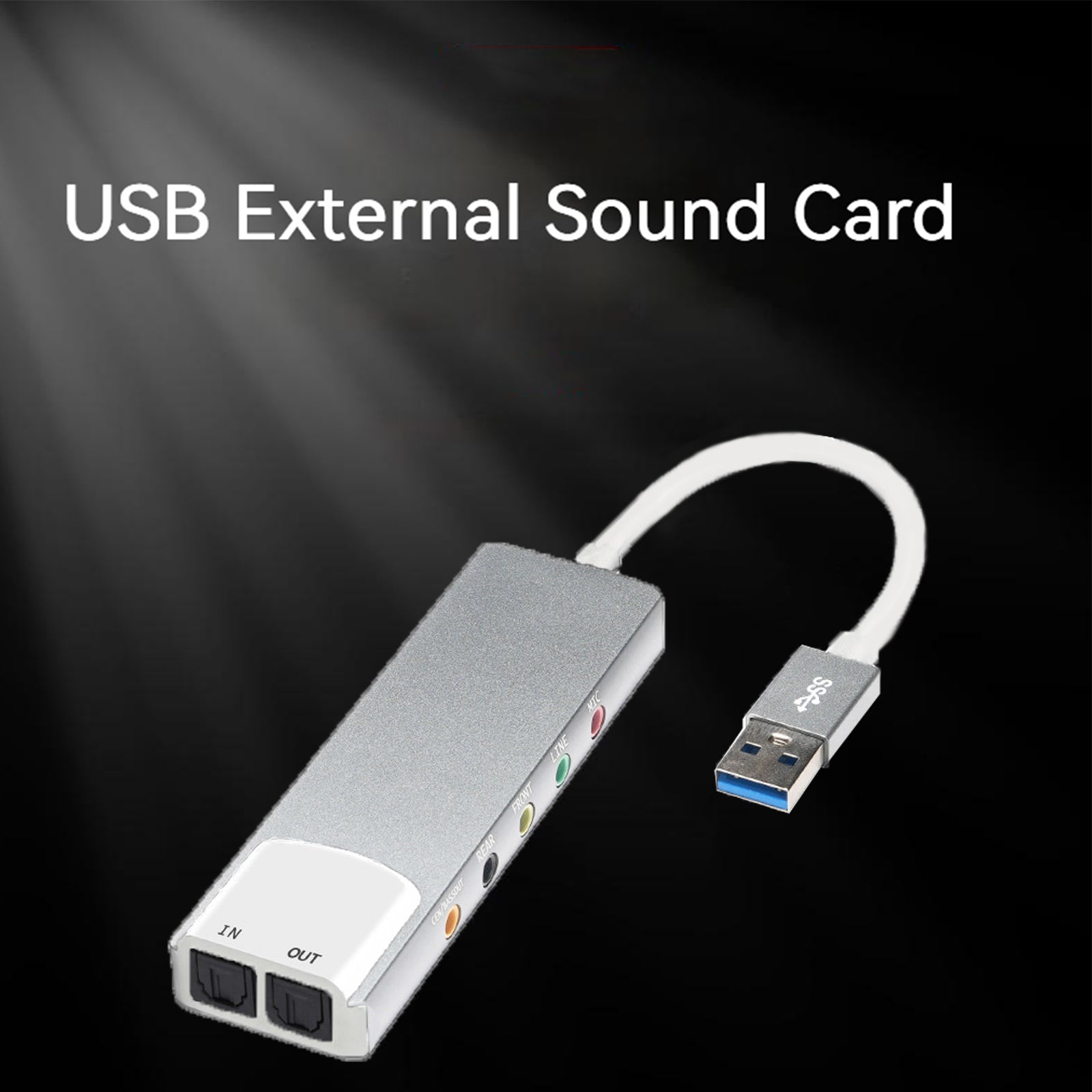 New Aluminum Alloy USB Optical Fiber SPDIF Card for AC-3 DTS 5.1 Channel Silver