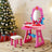 Toddler Makeup Table with Mirror and Chair Kids Vanity Set with Blowdryer for 3+