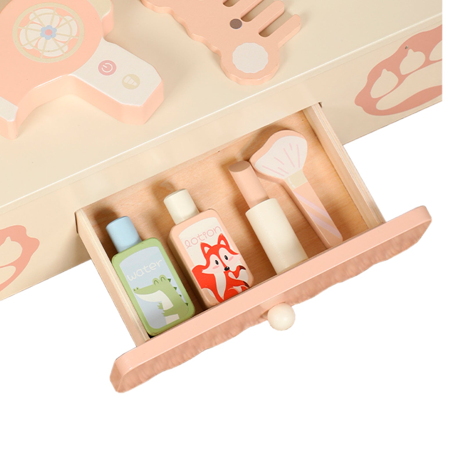 Kids Vanity Set with Storage Drawer Little Girls' Makeup Table with Mirror Toddler Pretend Play Vanity Desk with 8 Makeup Accessories Princess Vanity for 3+ Years Old Kids