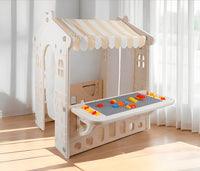 Kids Plastic Outdoor Playhouse with Lights & Building Blocks – Toddler Playhouse Toy for Backyard & Garden Fun