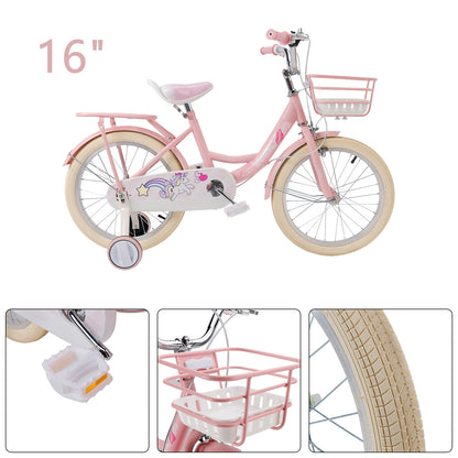 16"/18" Child Bicycle Girls Bike with auxiliary wheels & Rack & Basket