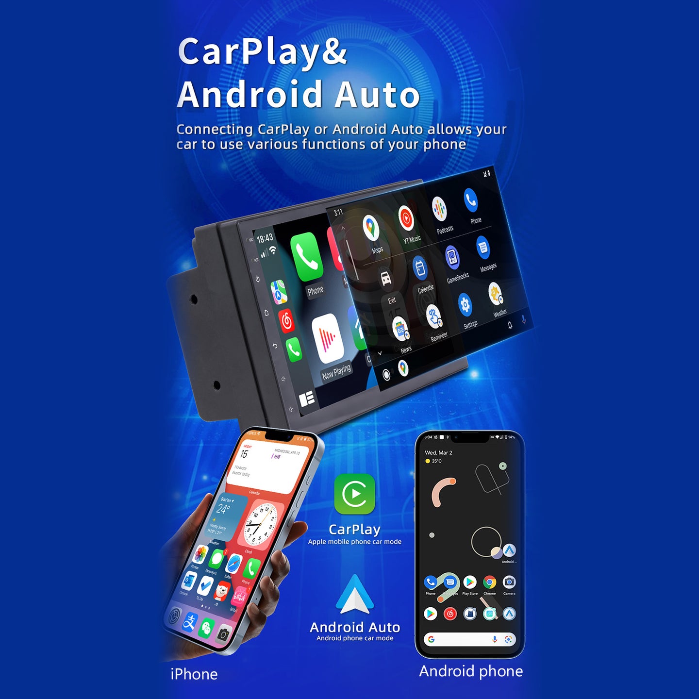 7inch Android 10 GPS WiFi Bluetooth Car Stereo MP5 Player Carplay + 4 LED Camera