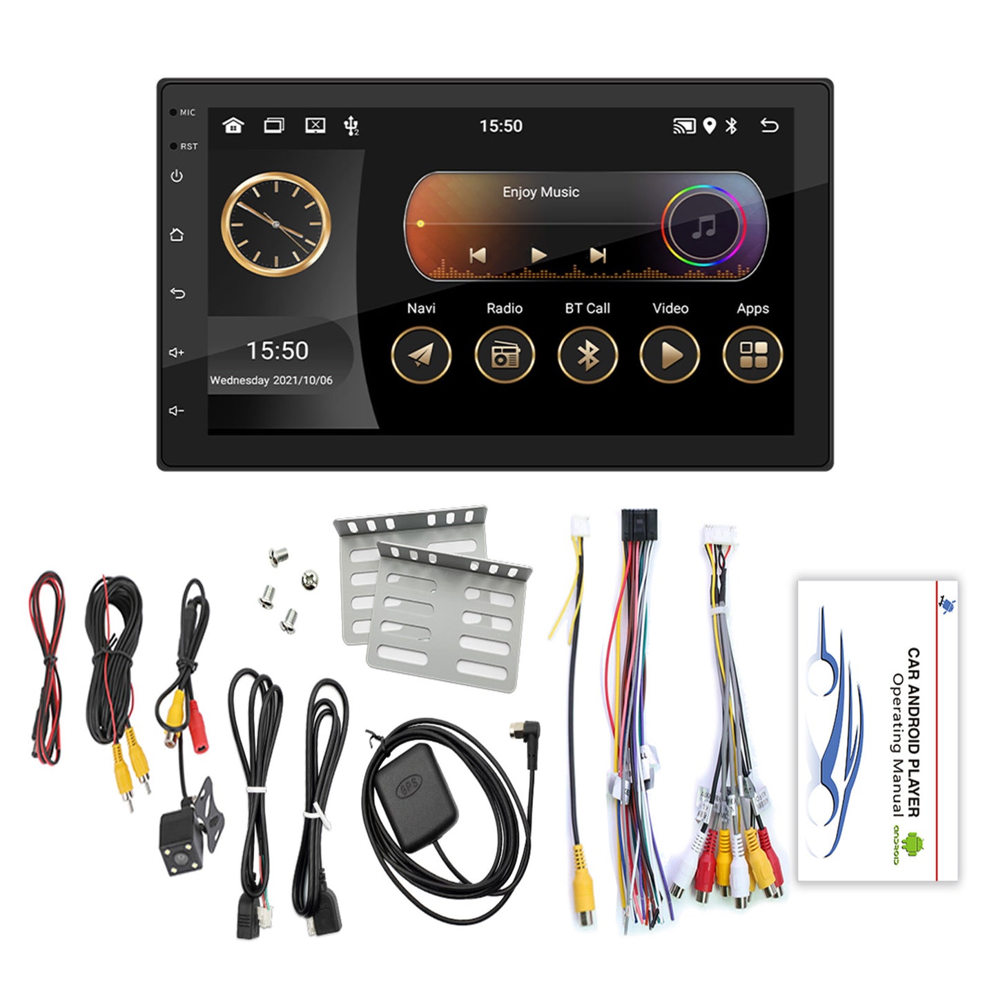 7inch Android 10 GPS WiFi Bluetooth Car Stereo MP5 Player Carplay + 4 LED Camera