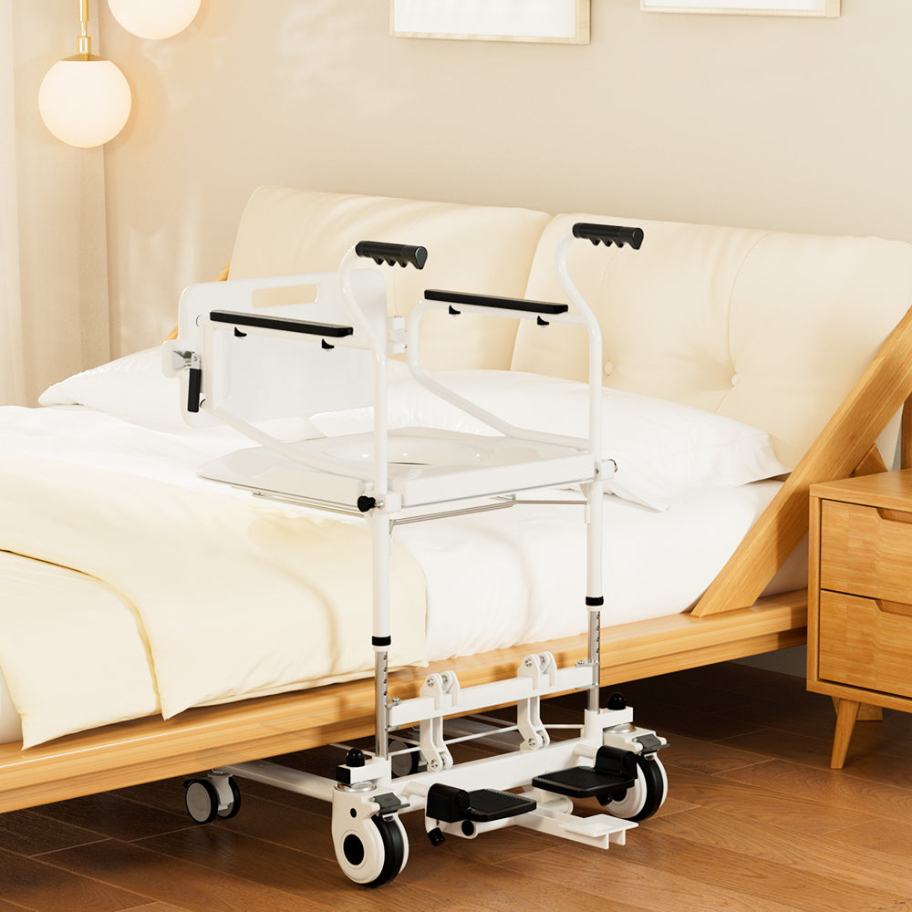 Hydraulic Patient Transfer Wheelchair – Removable Split-Type Chair, 250lb Capacity