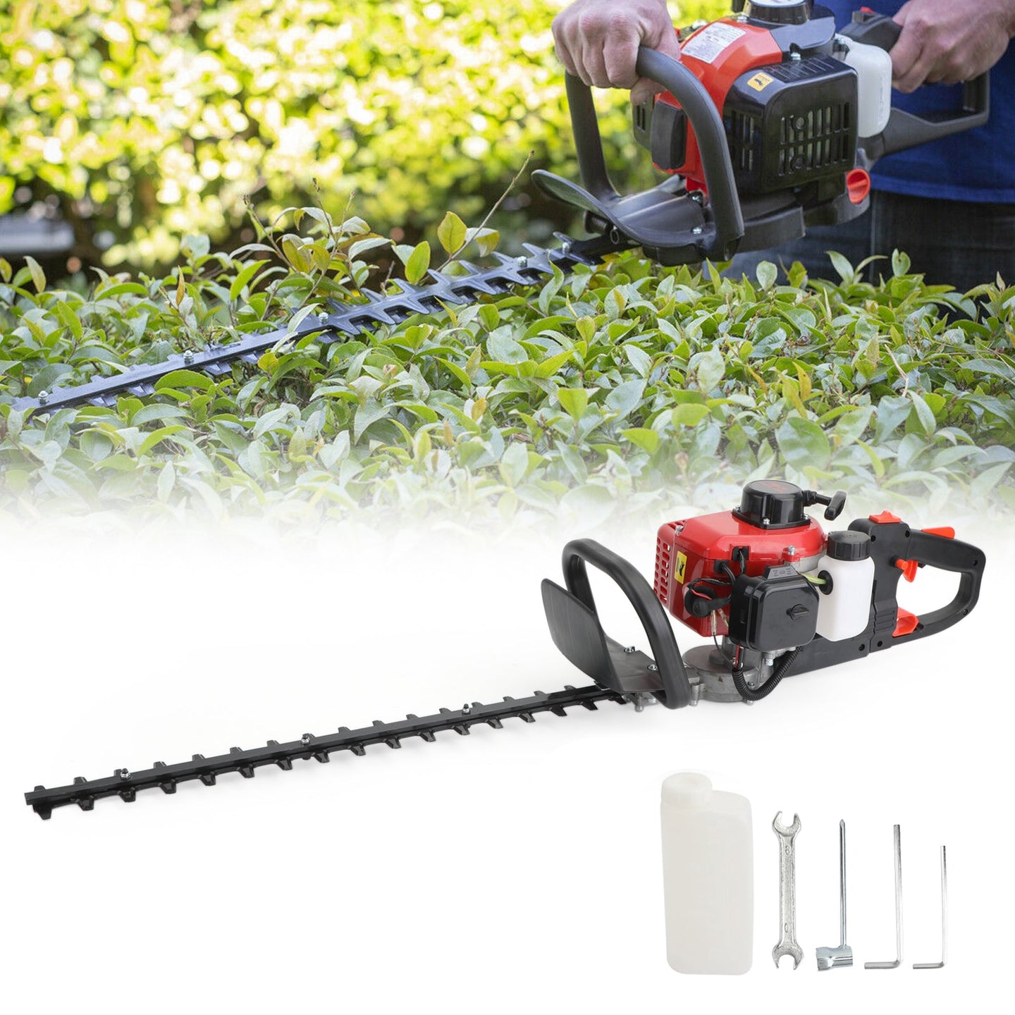 24" Double Sided Blade 26cc Gas Hedge Trimmer Recoil Gasoline Trim Blade