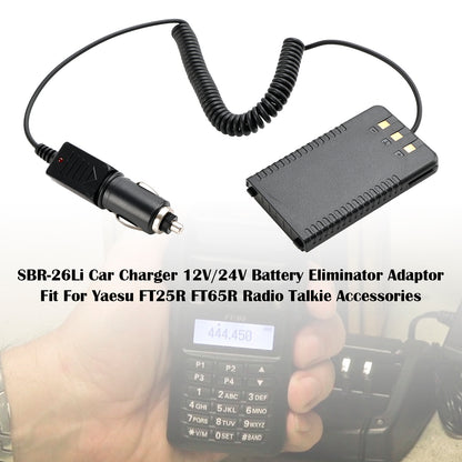 12-24V Car Charger Battery SBR-26Li Eliminator Adapter For FT25R FT65R Radio