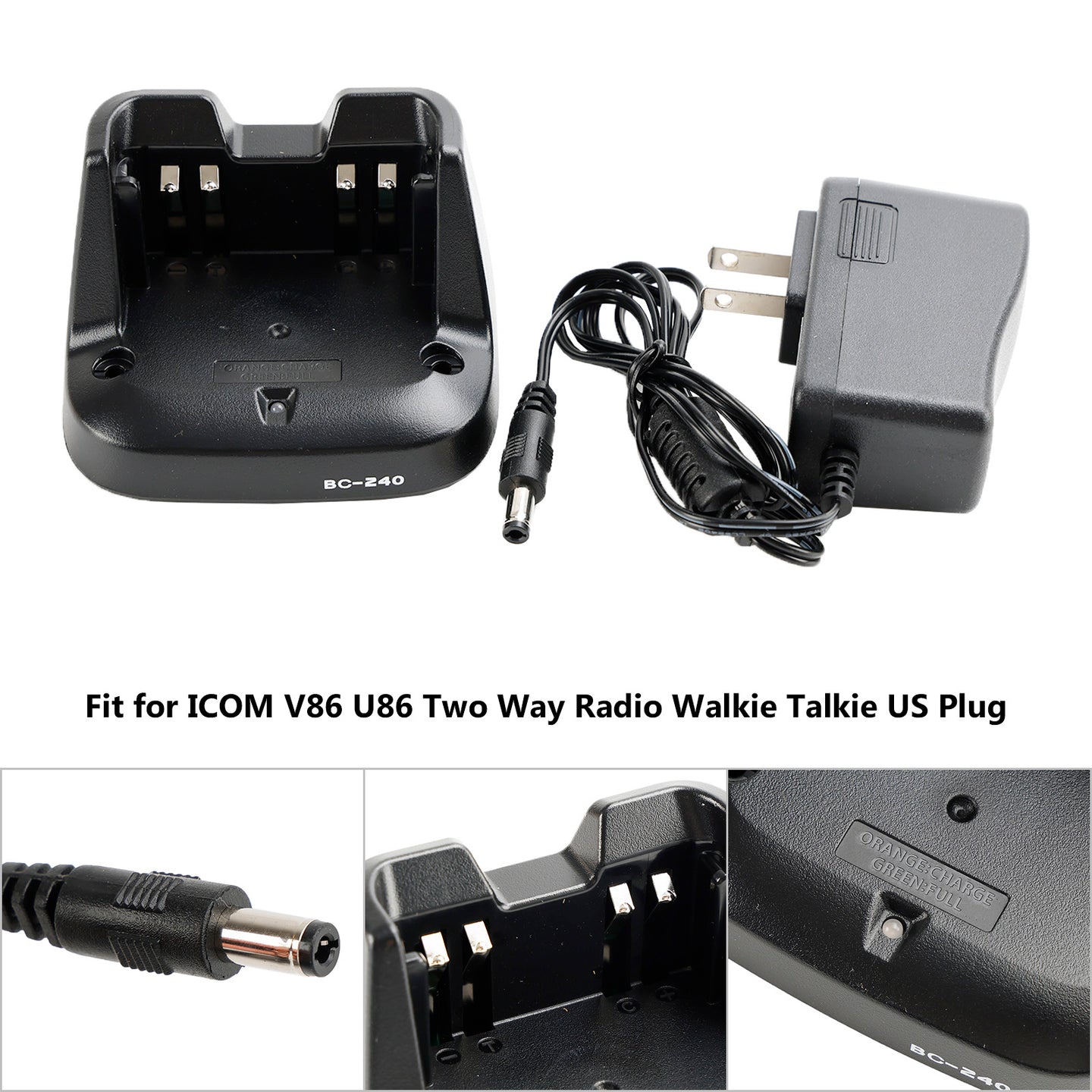 BC-240 Charger BP-298 Battery Fast Rapid Dock Charger for ICOM V86 U86 US Plug