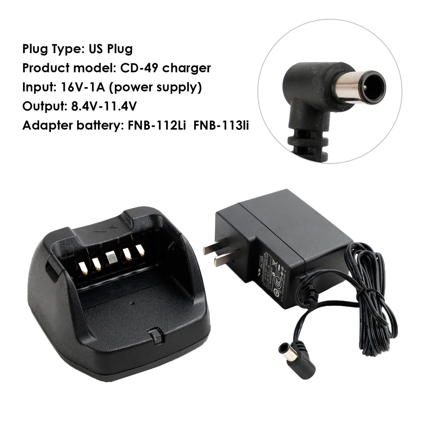 CD-49 Charger FNB-112LI Battery Fast Rapid Dock for Vertex VX450 VX459 VX451 US
