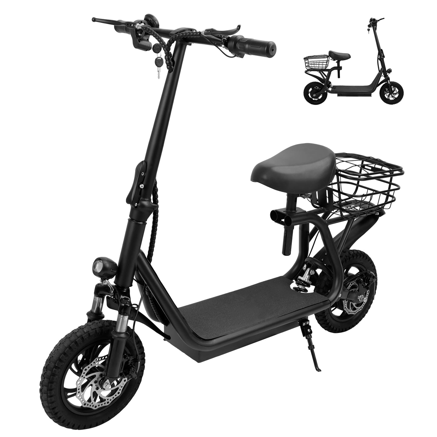 500W Adult Shock Absorption Electric Scooter with Seat 12inches