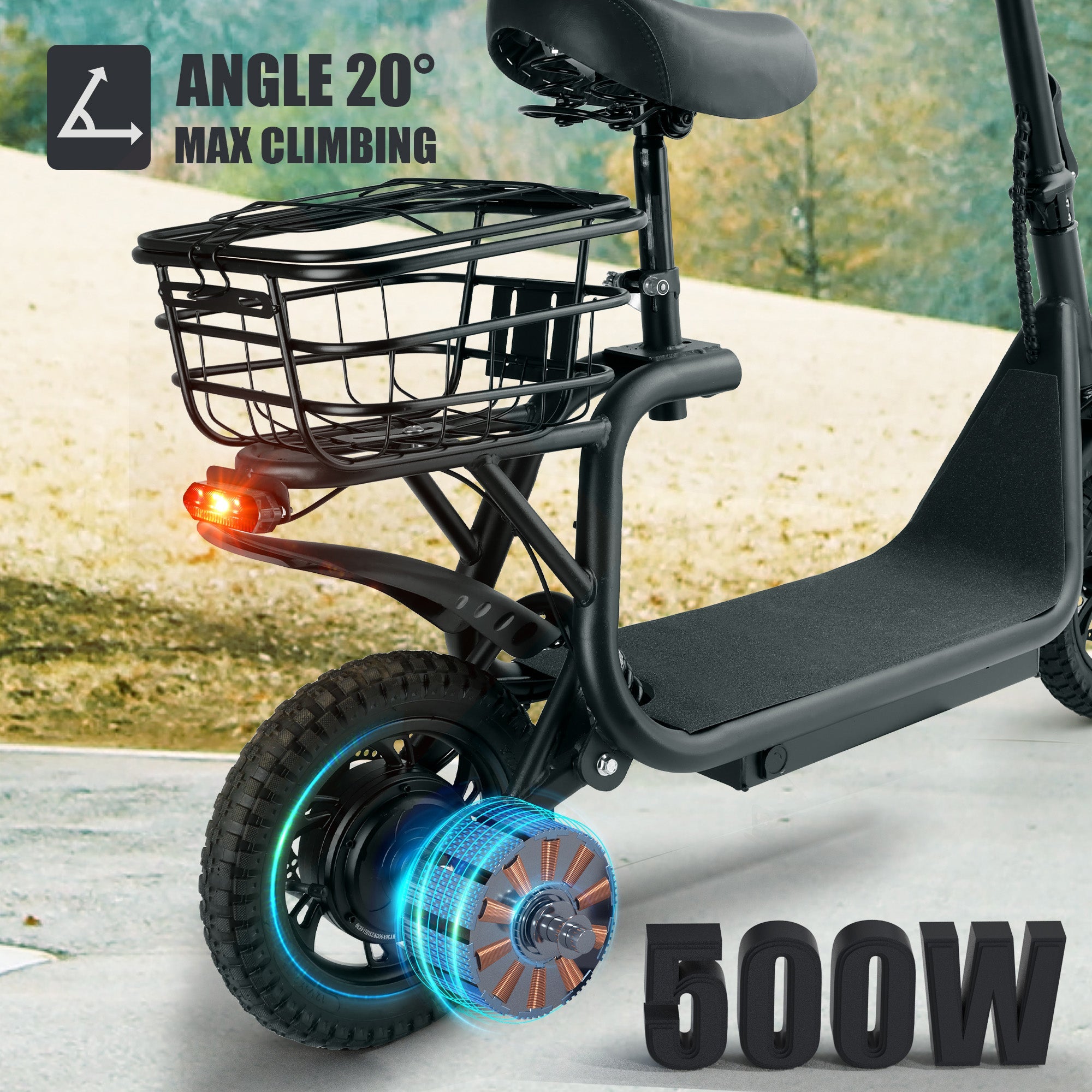 500W Adult Shock Absorption Electric Scooter with Seat 12inches (Copy)