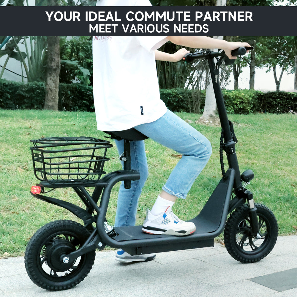 500W Adult Shock Absorption Electric Scooter with Seat 12inches