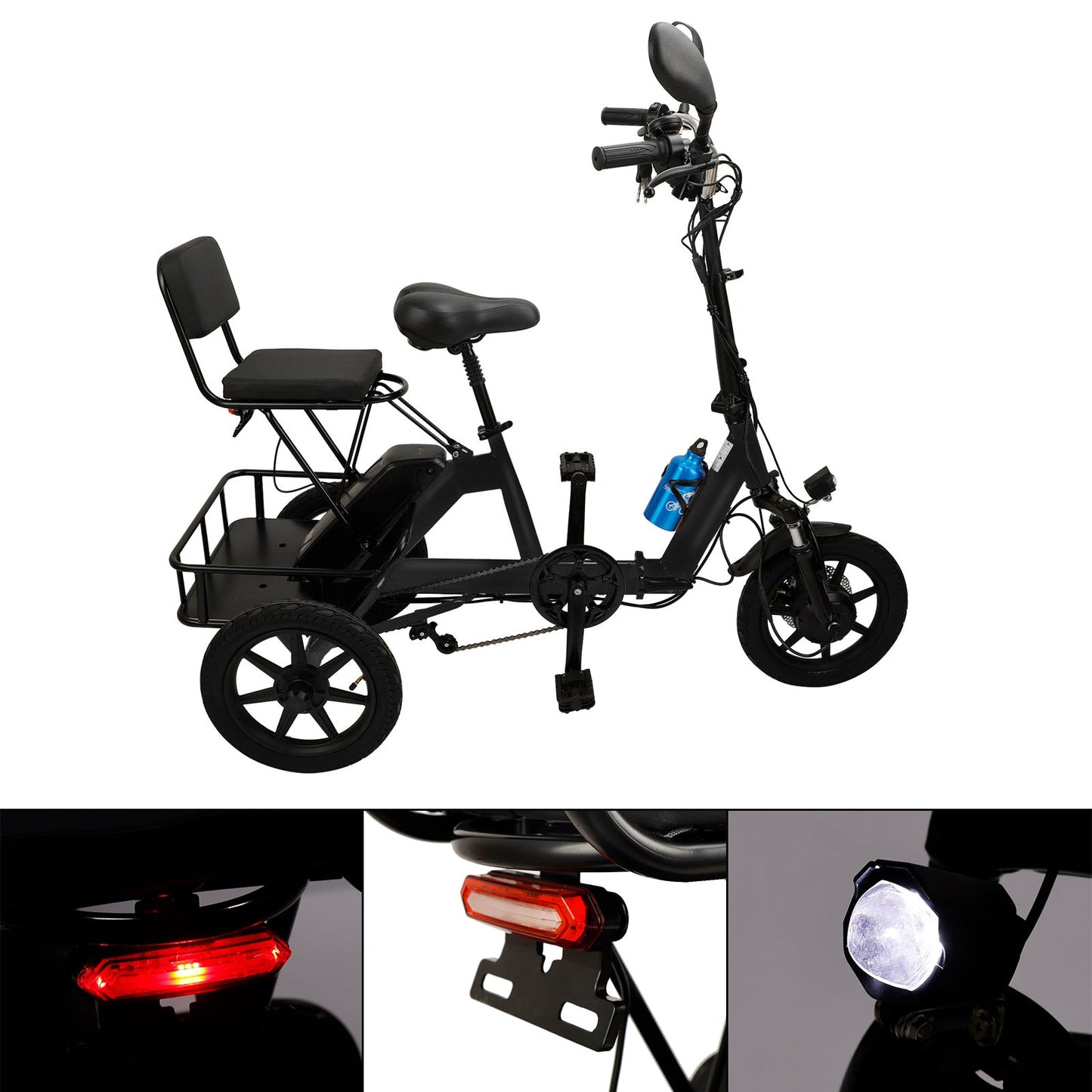 3 Wheel Electric Bike for Adults Three Wheel E-Trike Folding Tricycle