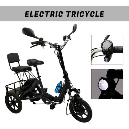 3 Wheel Electric Bike for Adults Three Wheel E-Trike Folding Tricycle