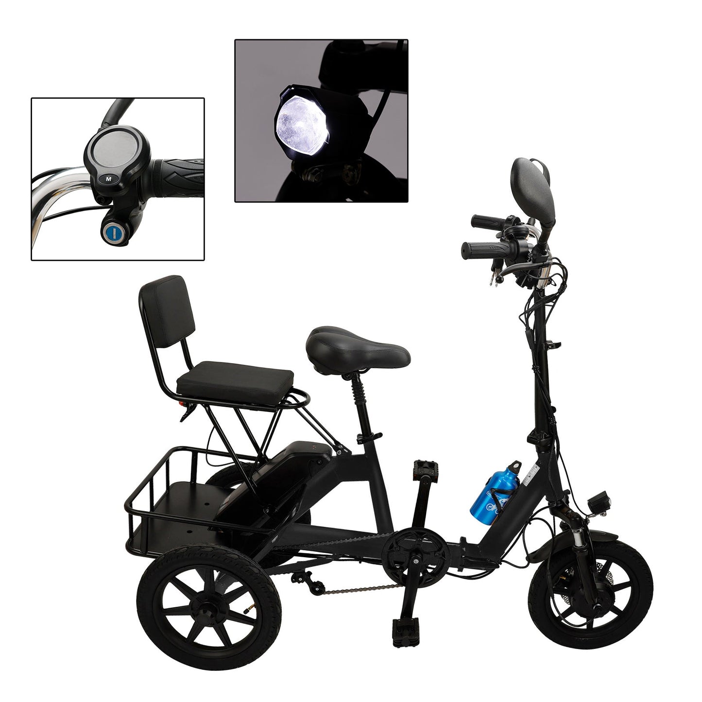 3 Wheel Electric Bike for Adults Three Wheel E-Trike Folding Tricycle