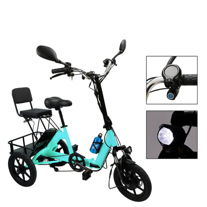 3 Wheel Electric Motorized Folding Tricycle E-Bike 48V 350W 10.4AH