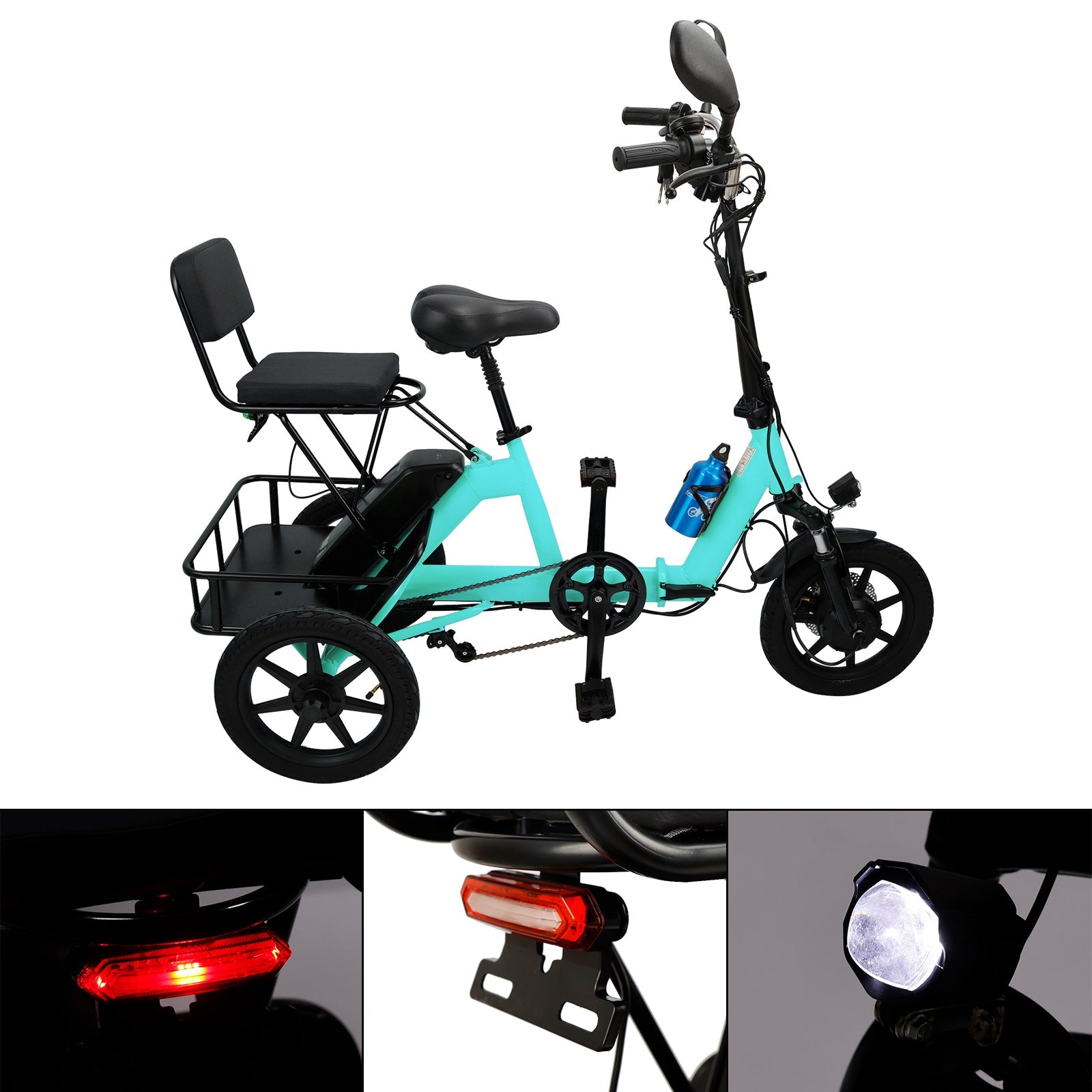 Electric tricycle Adult 3 Wheel E-Bike Folding  Motorized Tricycle 350W