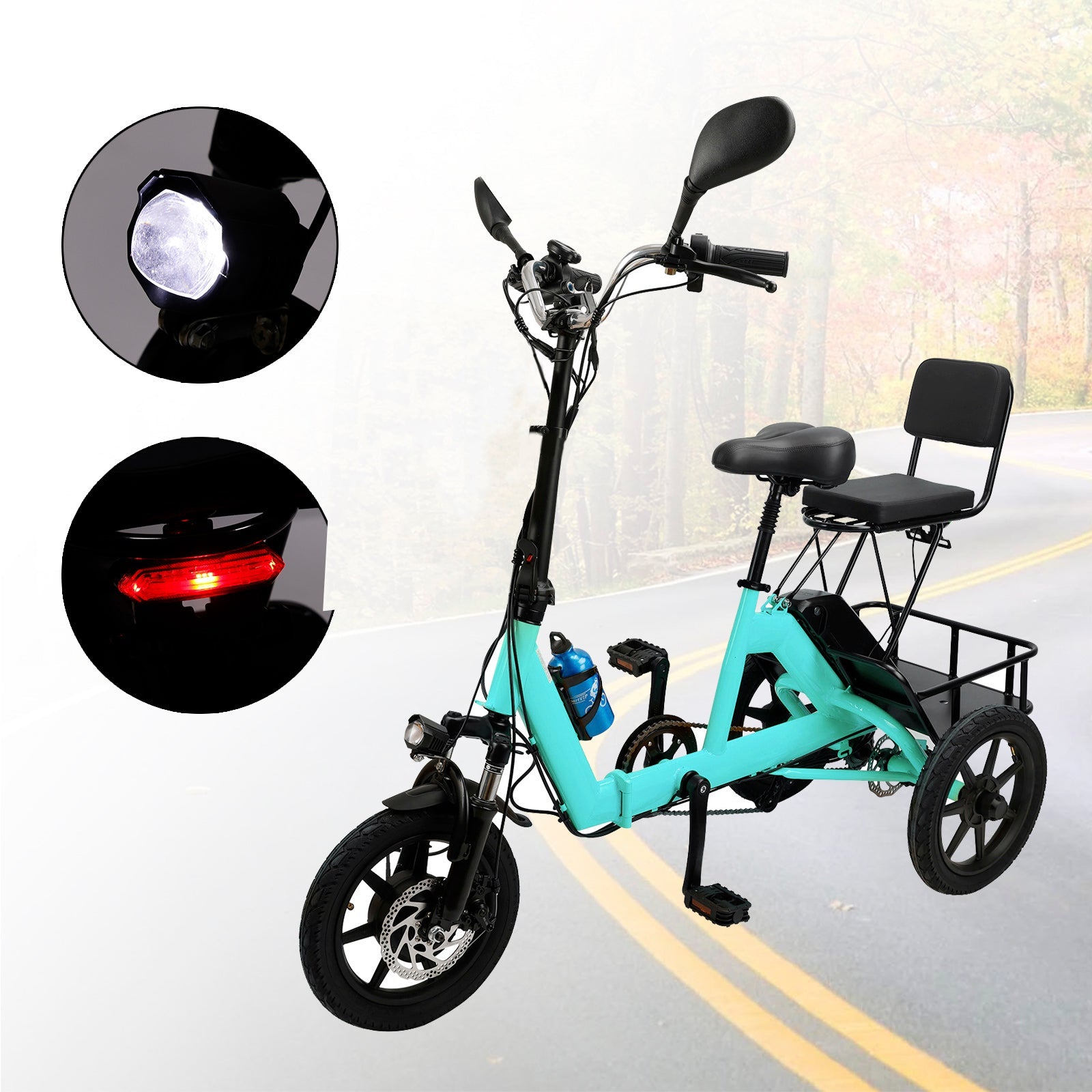3 Wheel Electric Bike for Adults Three Wheel E-Trike Folding Tricycle